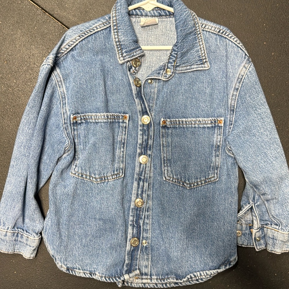 Zara Girls Blue Denim Button Top
